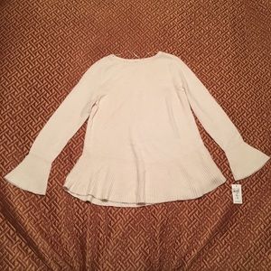 Style & Co Ivory Ruffle-Hem Sweater Petite Medium